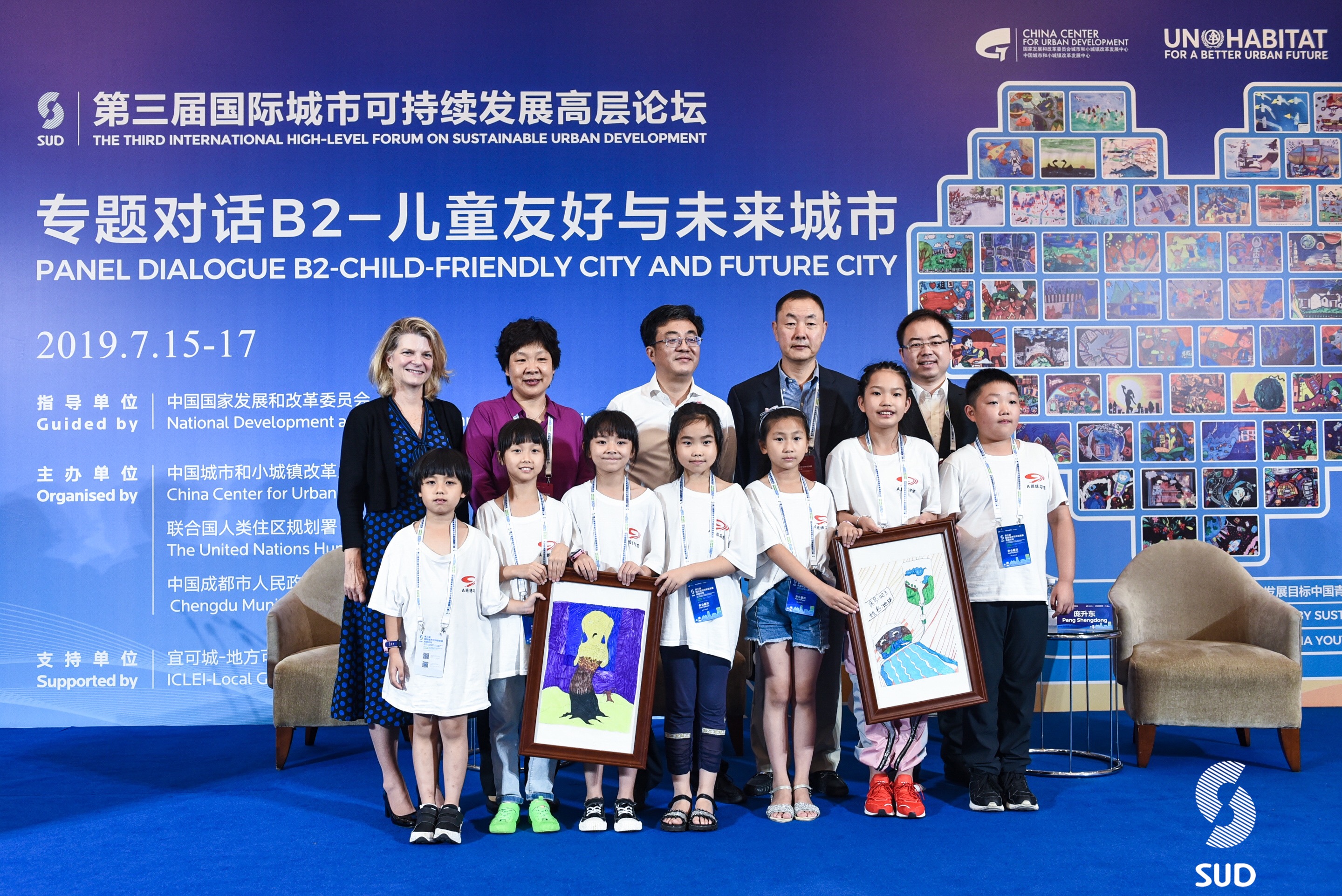 UNICEF Representative to China, Mrs. Cynthia McCaffrey, UN-Habitat China officials Mr. Zhenshan Zhang and Mr. Sheng Ying at the Panel Dialogue on Child-Friendly City