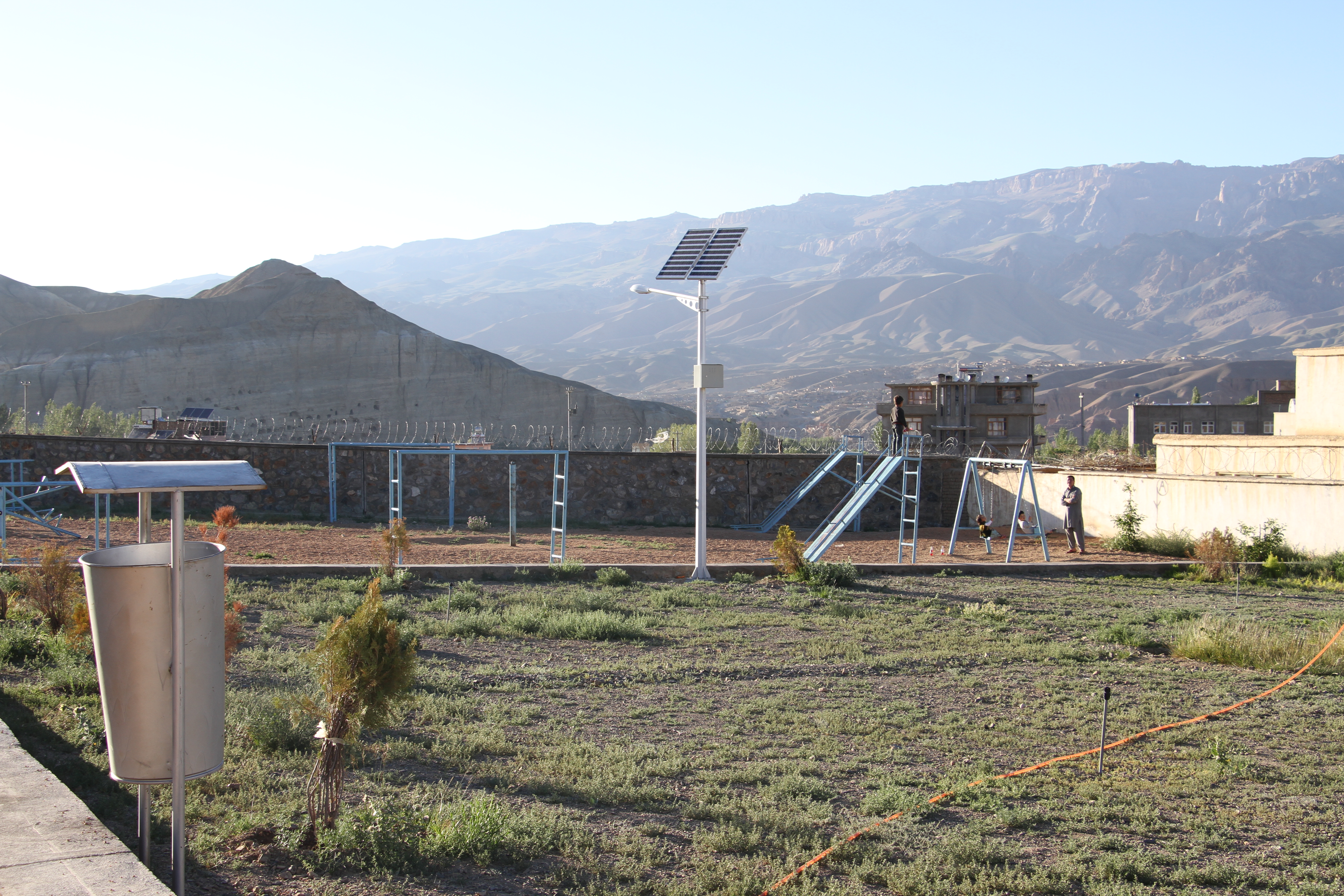 Solar lighting in this park in Bamya District 1 