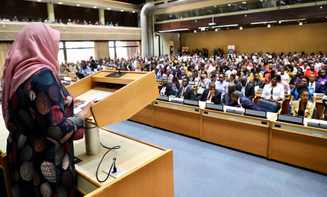 The head of Un-Habitat addresses the crowd