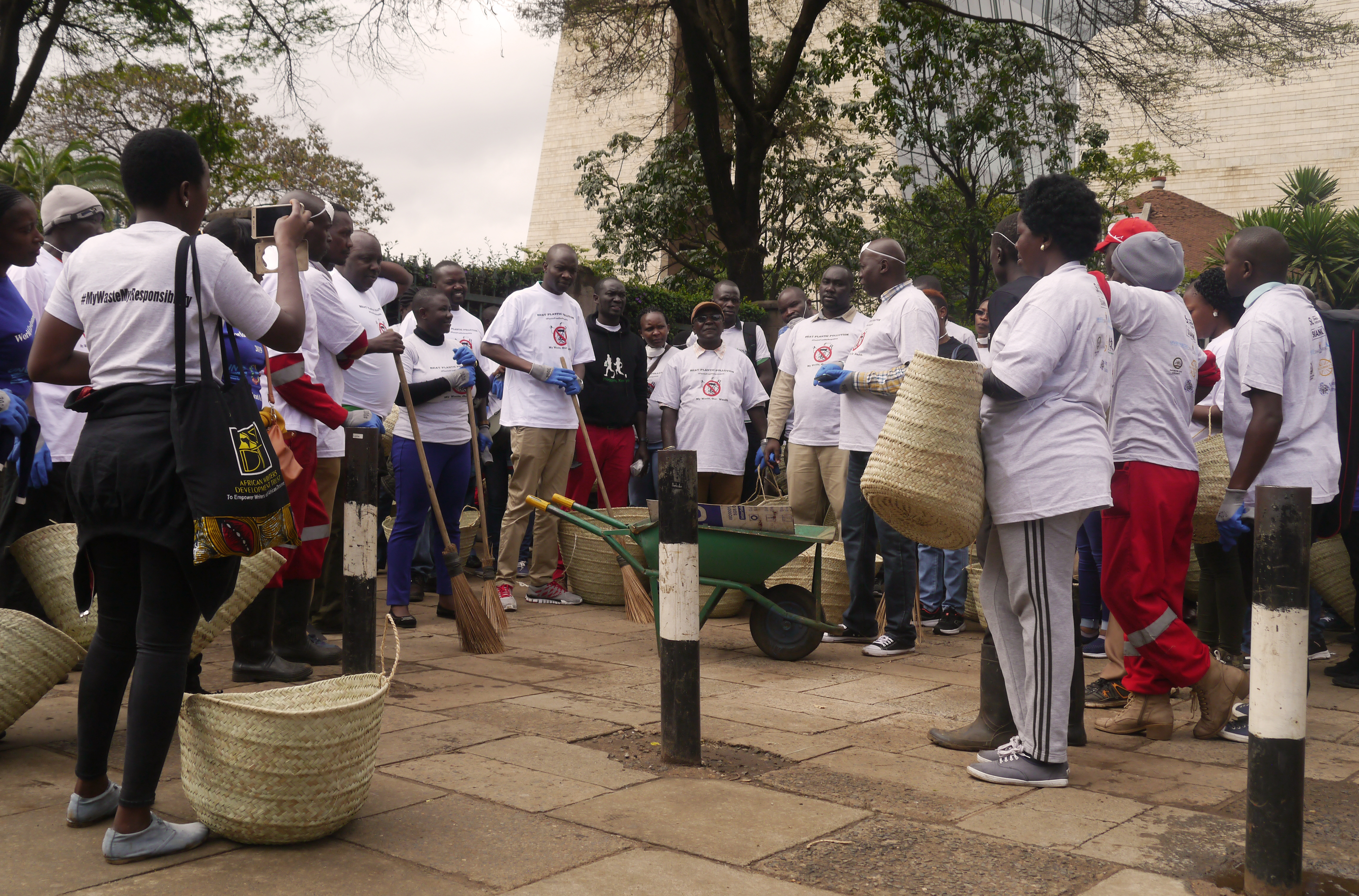 Participants gather for a debrief before the exercise 