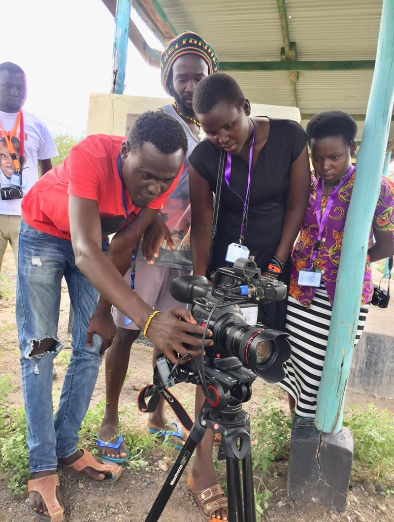 Photography students from both the host community and the refugees camp from Kalobeyei settlement taking part in a Photo& Video workshops in Kalobeyei, Turkana, Kenya 2019