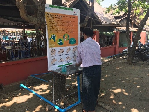 Public hand-washing stations to combat Covid-19 in Sittwe, Myanmar gaining popularity