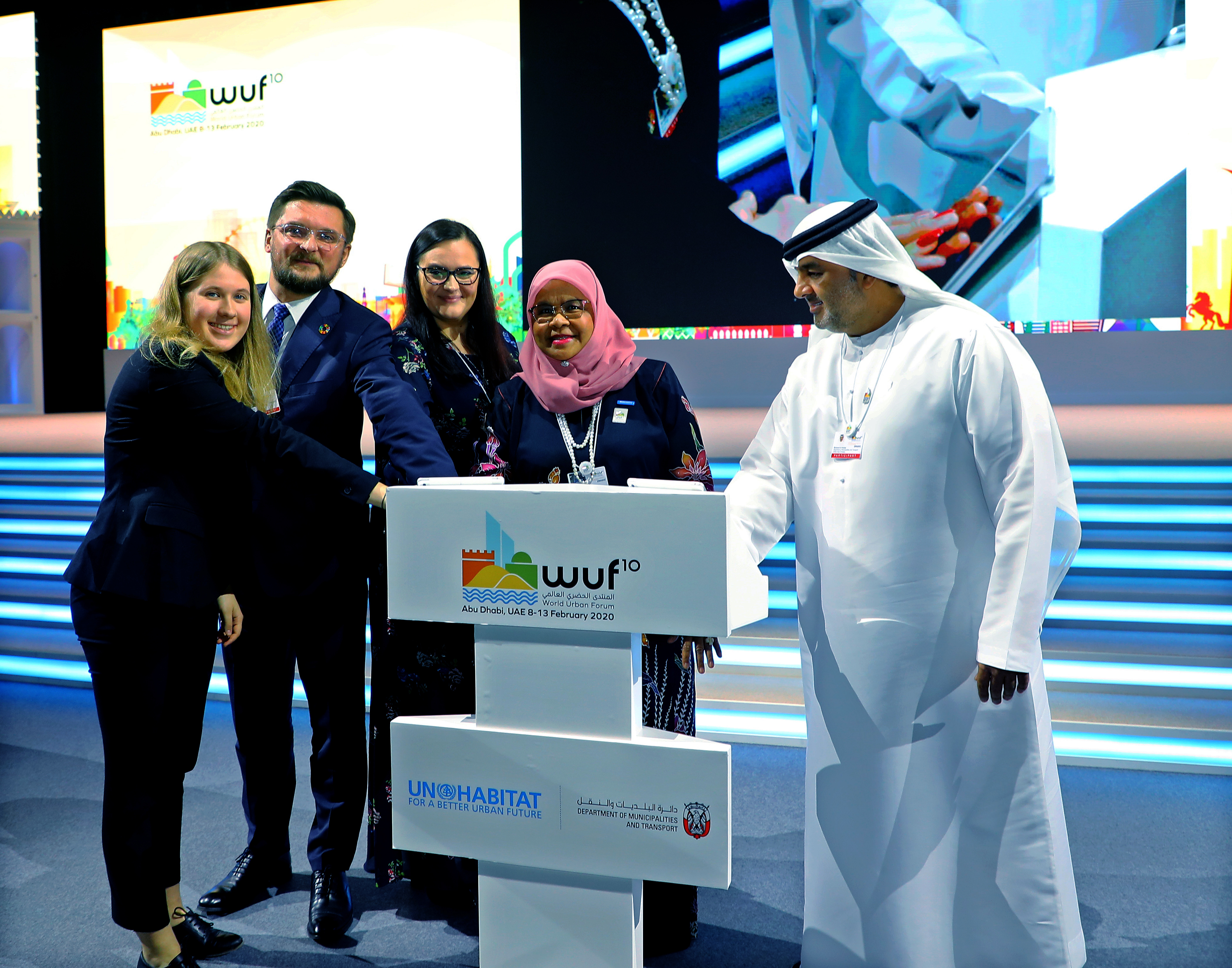 Launch of WUF11 with representatives from Poland UN-Habitat and Abu Dhabi