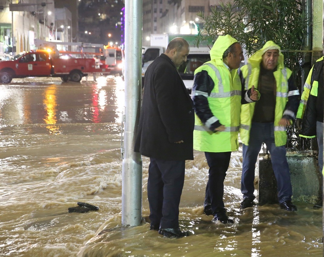 Flooded streets in Downtown Amman