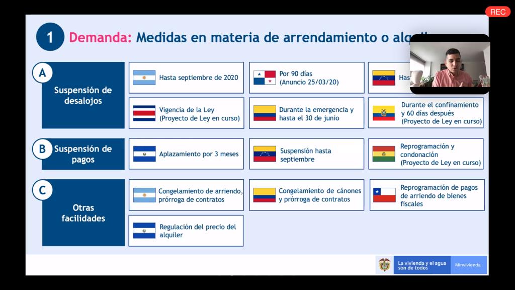 Colombia’s Housing Minister Jonathan Malagon speaks during the virtual Forum on “Precarious settlements and social housing: impacts of COVID-19 and responses” involving Ministers and regional representatives from Latin America