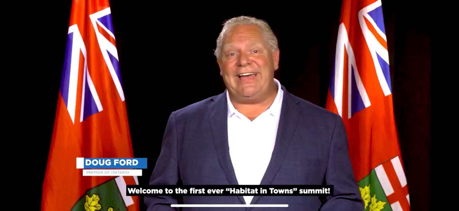 Doug Ford, Premier of Ontario, welcomes participates to the inaugural Habitat in Towns: Collingwood World Summit