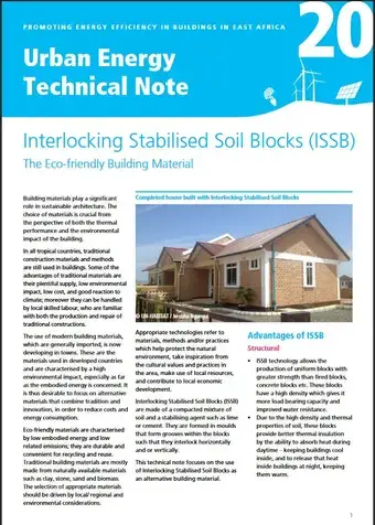 Urban Energy Technical Note 20: Interlocking Stabilised Soil Blocks (ISSB) - cover