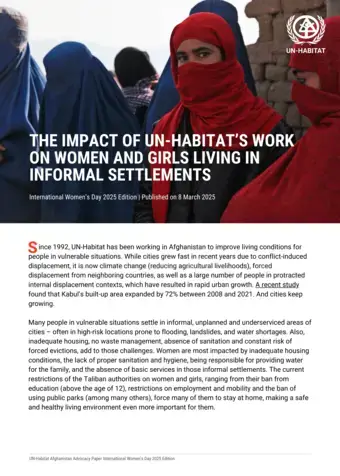 The Impact of UN-Habitat’s Work on Women and Girls Living in informal Settlements